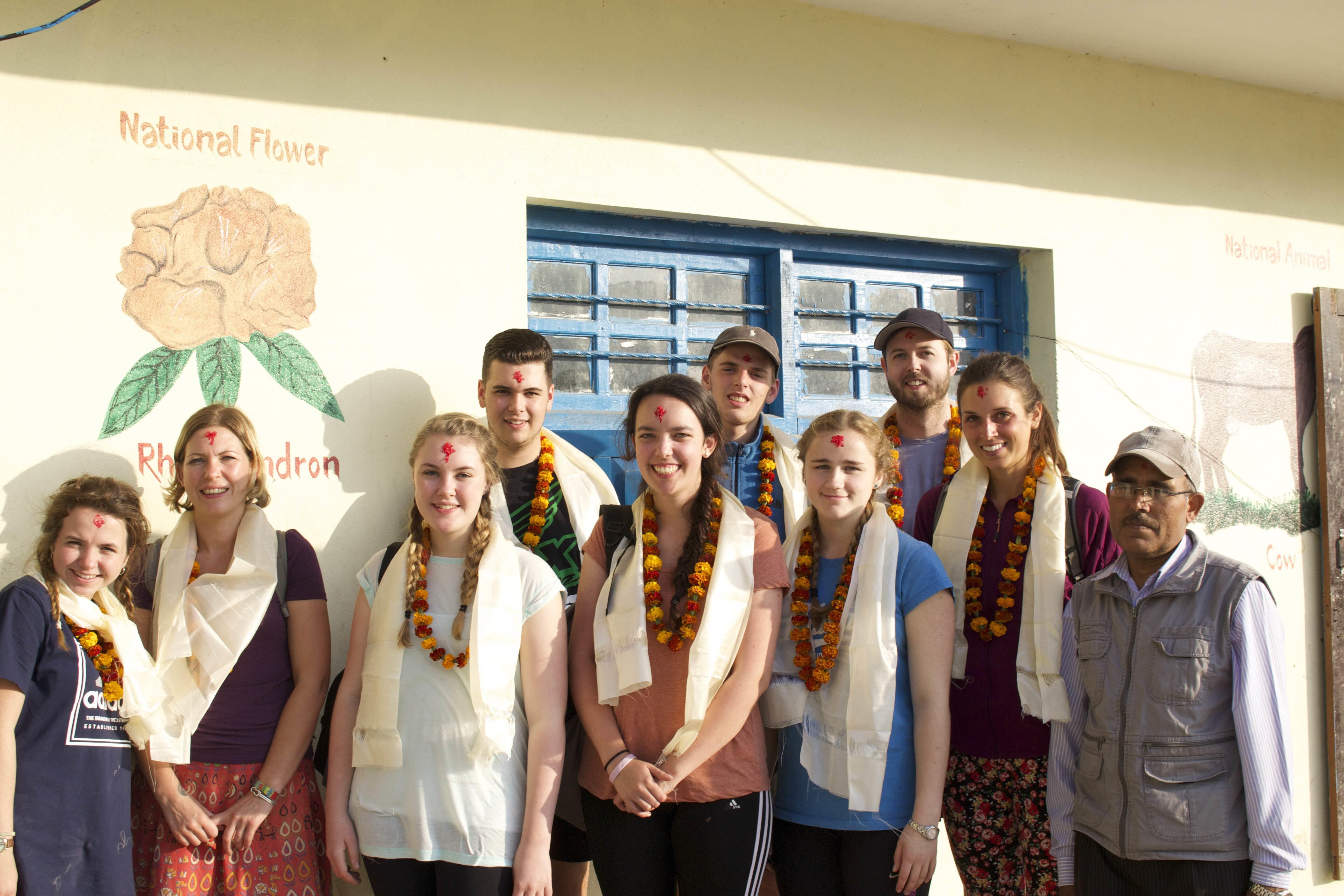 Projects Abroad students on the Physiotherapy internship for high school students in Nepal, take part in a cultural activity. Students on the Physiotherapy internship for teenagers in Nepal, enjoy cultural activities on the weekend.